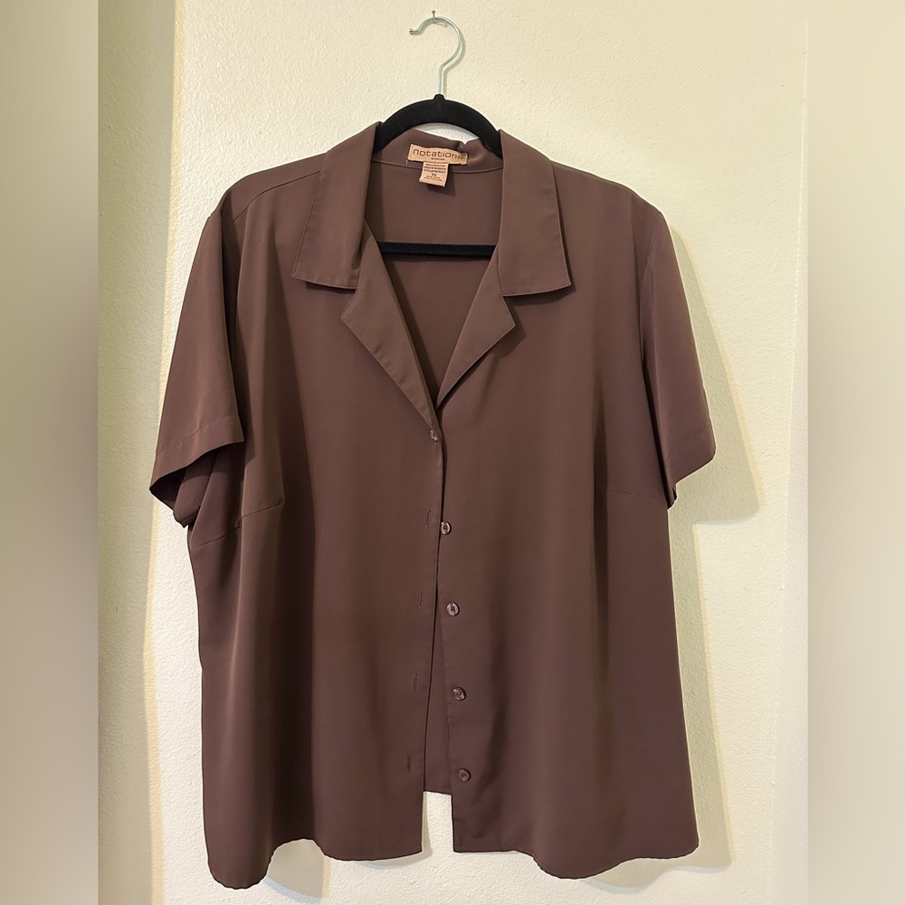 Notations Brown Button Down Shirt With Collar - image 1